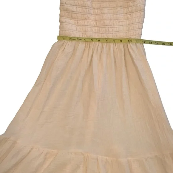 Carly Jean LA Cream Smocked Midi Dress Tiered Cotton Sundress Size S - Picture 4 of 6